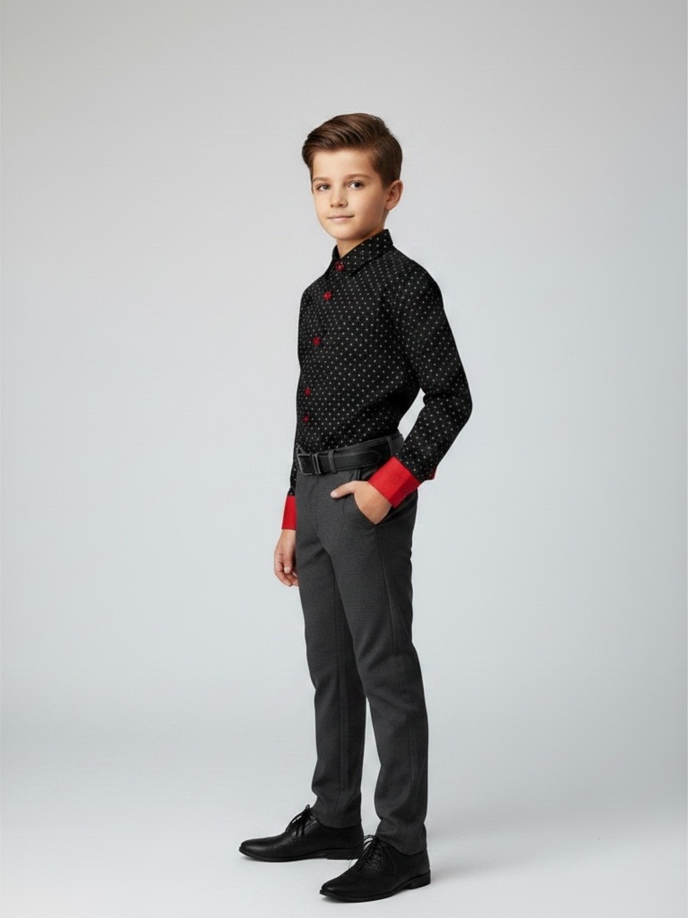 Elie Balleh Boys Dress Shirt Size 10 Modern Fit Black
